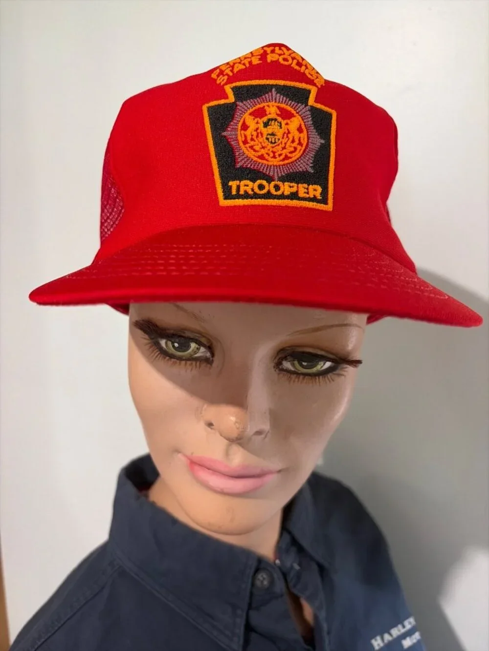 Pennsylvania State Police Trooper Red Snapback Mesh Hat Made In USA